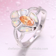 nuevo diseño de las mujeres anillo de plata marcasita OEM diseño de ópalo de fuego